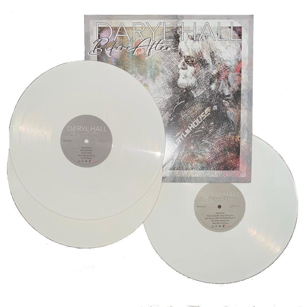 A product image featuring two white vinyl records labeled 'Daryl Hall - BeforeAfter' along with acd case and cover art.
